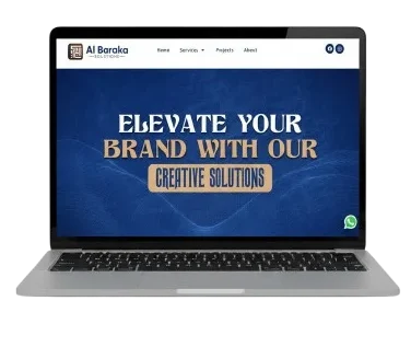 Modern homepage design of Al Baraka Solutions digital agency website created by Web2F