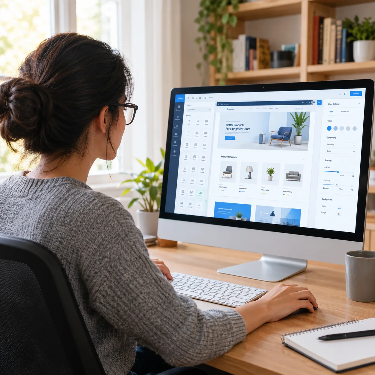 WordPress website development dashboard on a desktop monitor